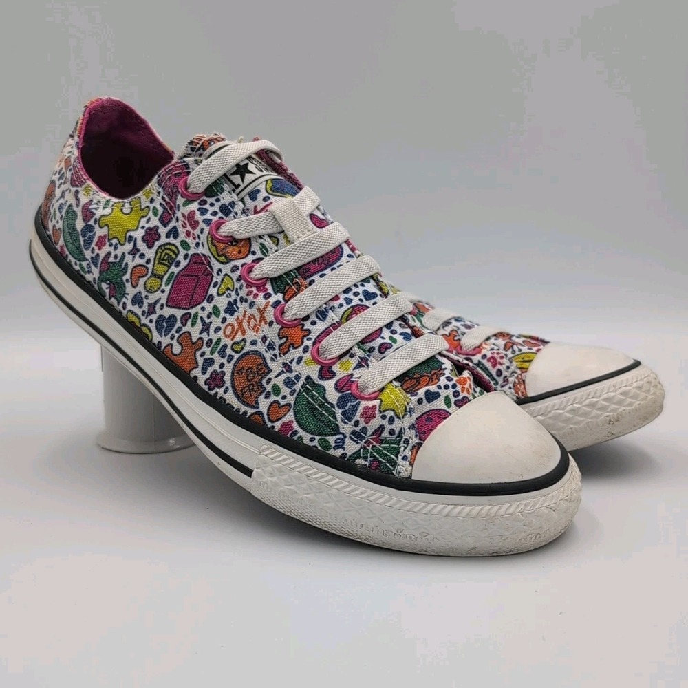 Converse All Star Junior Size 5 Cupcake Cats Hearts Print‎ Slip On Shoes